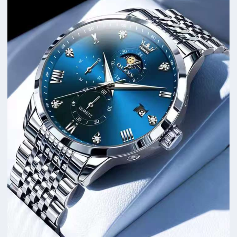 OLEVS-2925 silver blue watch