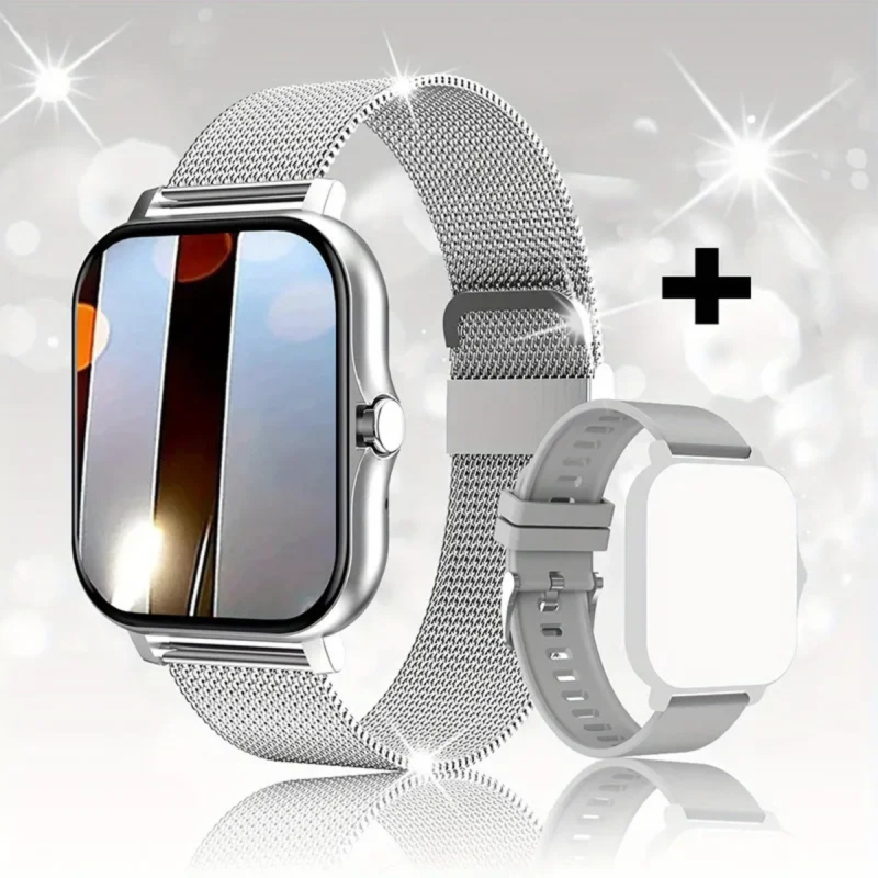 lige silver smart watch with extra strap