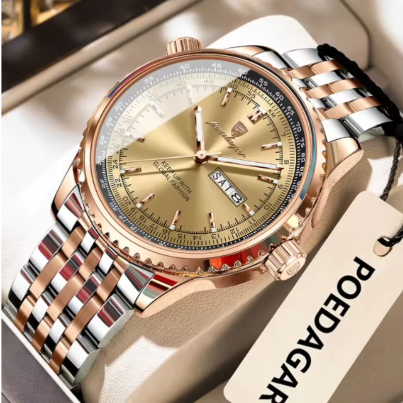Poedagar-673 rose gold formal watch for men