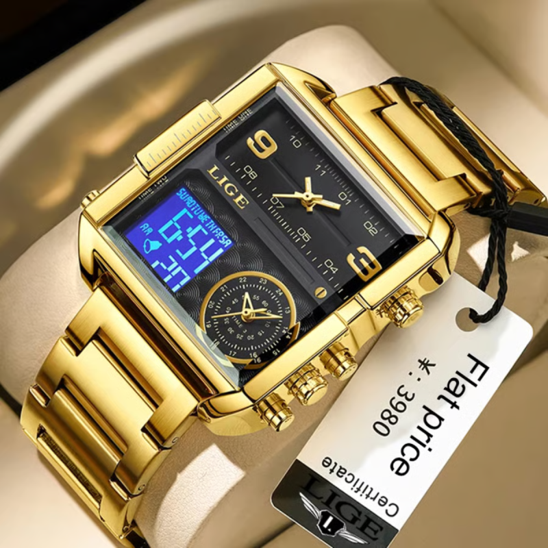 LIGE-8922 Luxury Golden watch