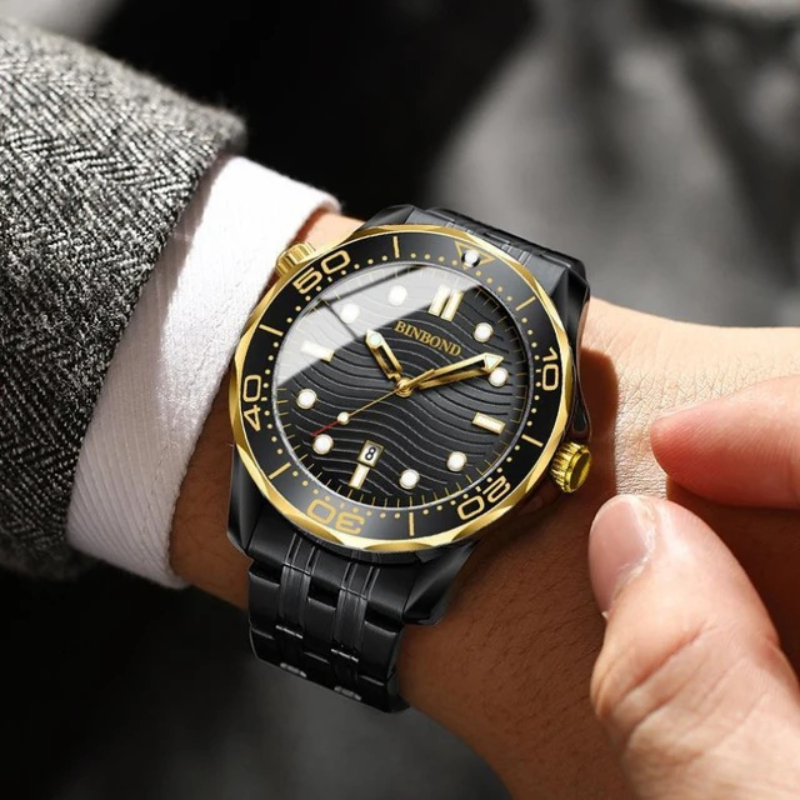 binbond black watch for men with 1 year warranty